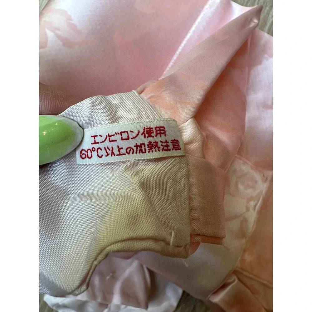 Vintage 1960s Saibi Japanese Tsukuri-Obi Belt Pre Tied Sash Pale Pink Satin Bow